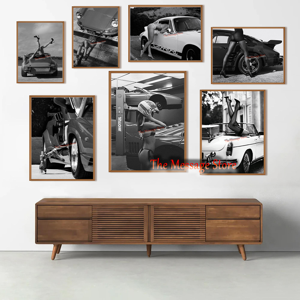 Luxury Lifestyle Cars - Retro Seksowna Dziewczyna na Wysokich Obcasach
