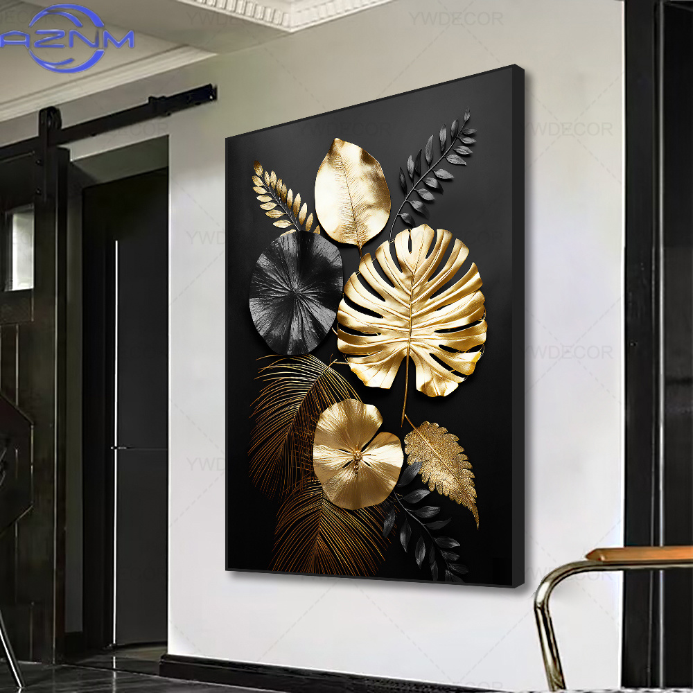 Luxury Lifestyle Japan - AZNM Luksusowy Czarno-Złoty Plakat na Płótnie